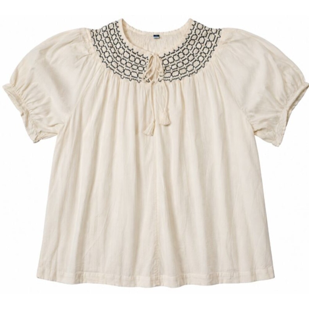 Old Navy Women's 4X Cream Boho Peasant Top Embroidered Neck Short Sleeve New